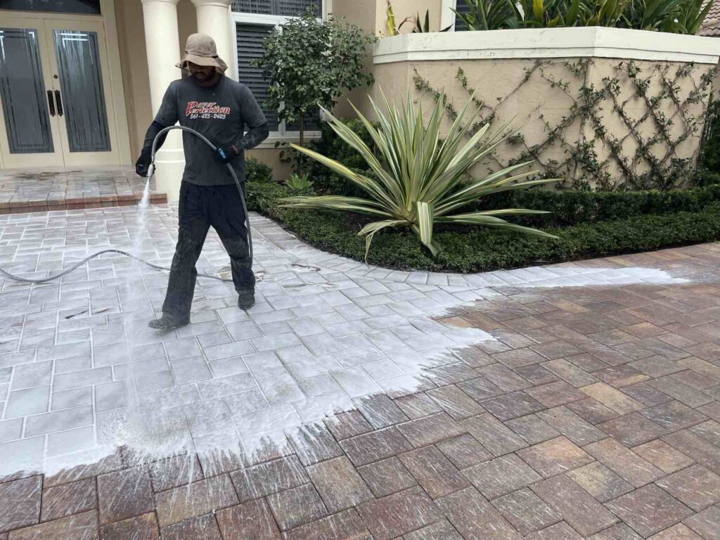 Cleaning a paver driveway - how to maintain pavers - Paver Perfection paver sealing West Palm Beach