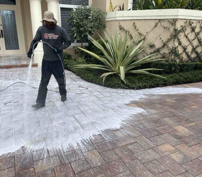 Cleaning a paver driveway - how to maintain pavers - Paver Perfection paver sealing West Palm Beach